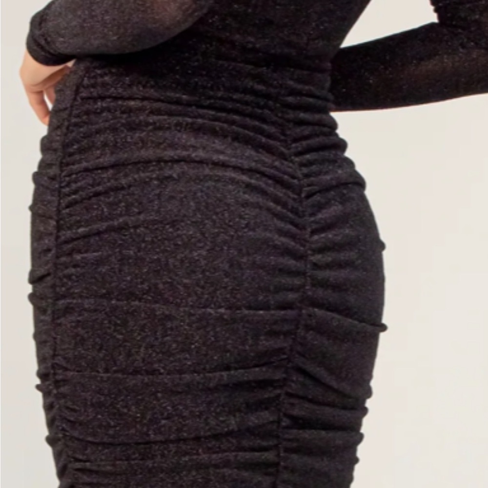 Lavender Brown Shimmering Black Long Sleeve Dress - Picture 3 of 4